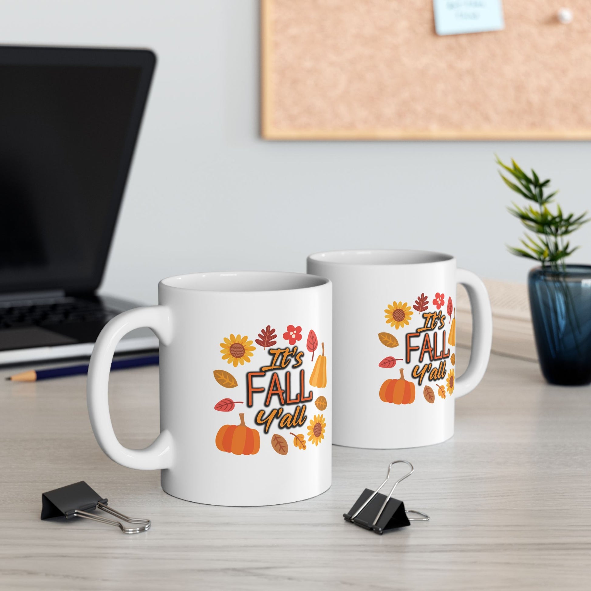 Cute "It's Fall Y'all" Mug: Autumn Accessory for Cozy Sweater Weather, Fall Feels, & Seasonal Vibes, Coffee, Tea, PSL, Cider, Gift, For Her - Ivy Toller Designs