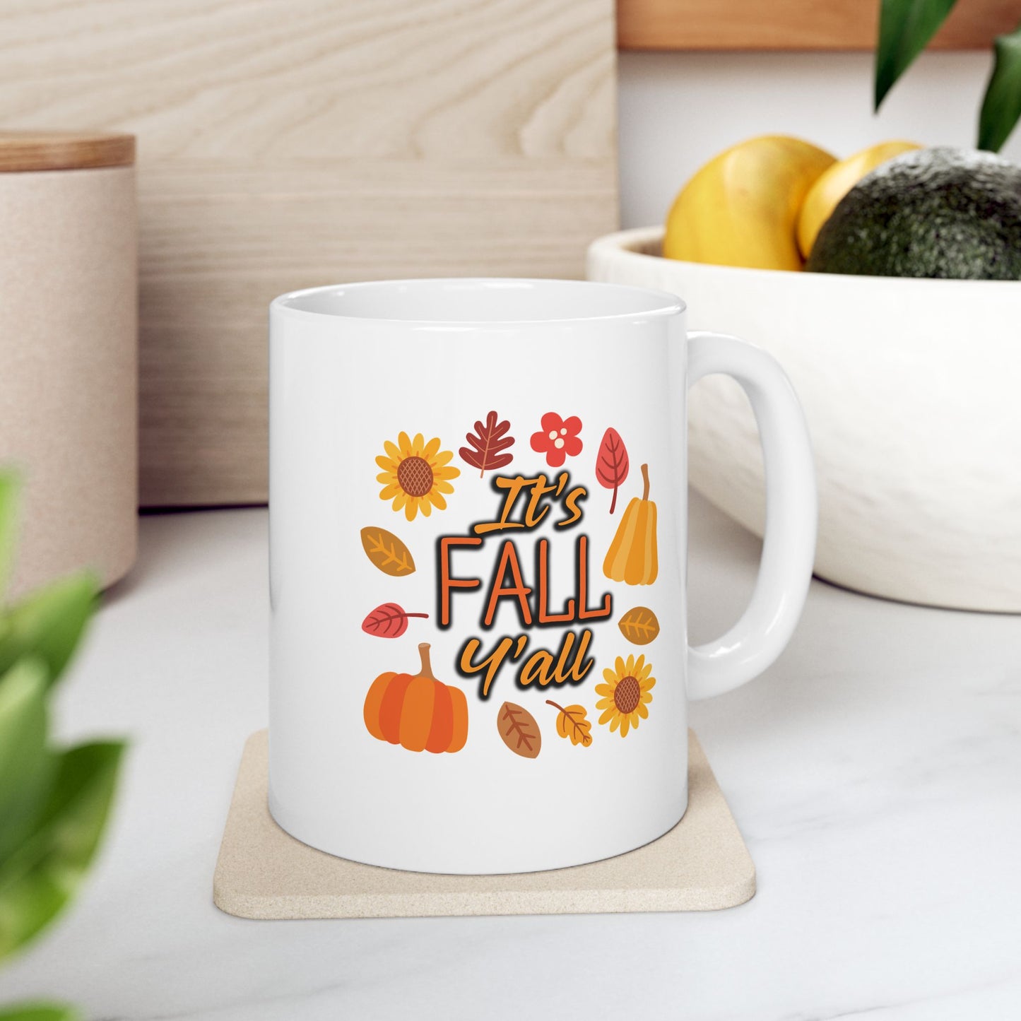 Cute "It's Fall Y'all" Mug: Autumn Accessory for Cozy Sweater Weather, Fall Feels, & Seasonal Vibes, Coffee, Tea, PSL, Cider, Gift, For Her - Ivy Toller Designs