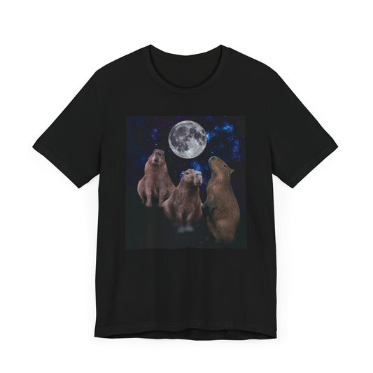 Funny Capybara Shirt - 3 Wolves 90s Aesthetic, Three Capybaras, Space Nebula, Howl at the Moon, 80s Kid Style - Ivy Toller Designs