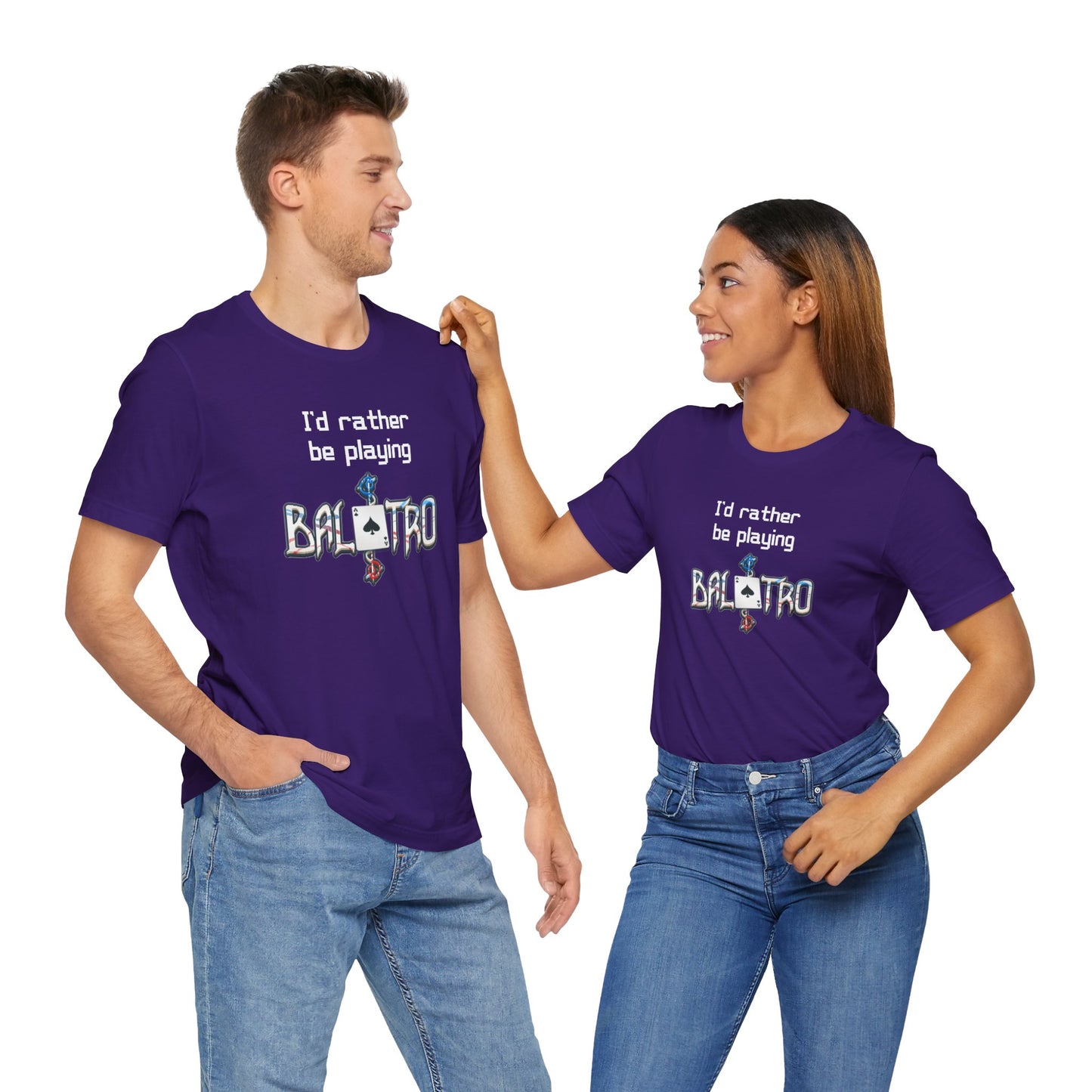 Balatro Gaming Tee: 'I'd Rather Be Playing BALATRO' - Unisex Shirt for Video Gamers who like Roguelites, Deckbuilders, Roguelikes, Poker