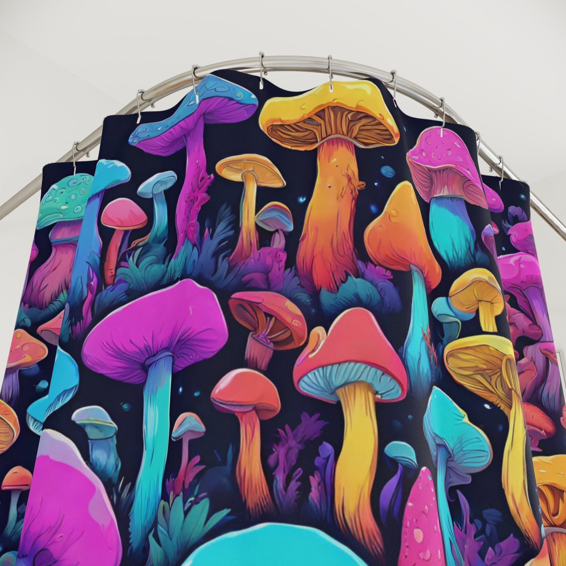 Magic Mushroom Vaporwave Shower Curtain "Mystic Fungi Fantasy" - Enchanting Mushroom, Vaporwave, and Y2K Aesthetic Bath Decor for Bathroom - Ivy Toller Designs