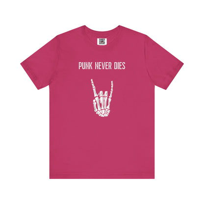 Rad "PUNK NEVER DIES" Shirt, Halloween, Skeleton, Music, Punk Rock, Metal, Adult, Party Tee, Spooky, Badass, Devil Horns, Hard Rock, Gift - Ivy Toller Designs