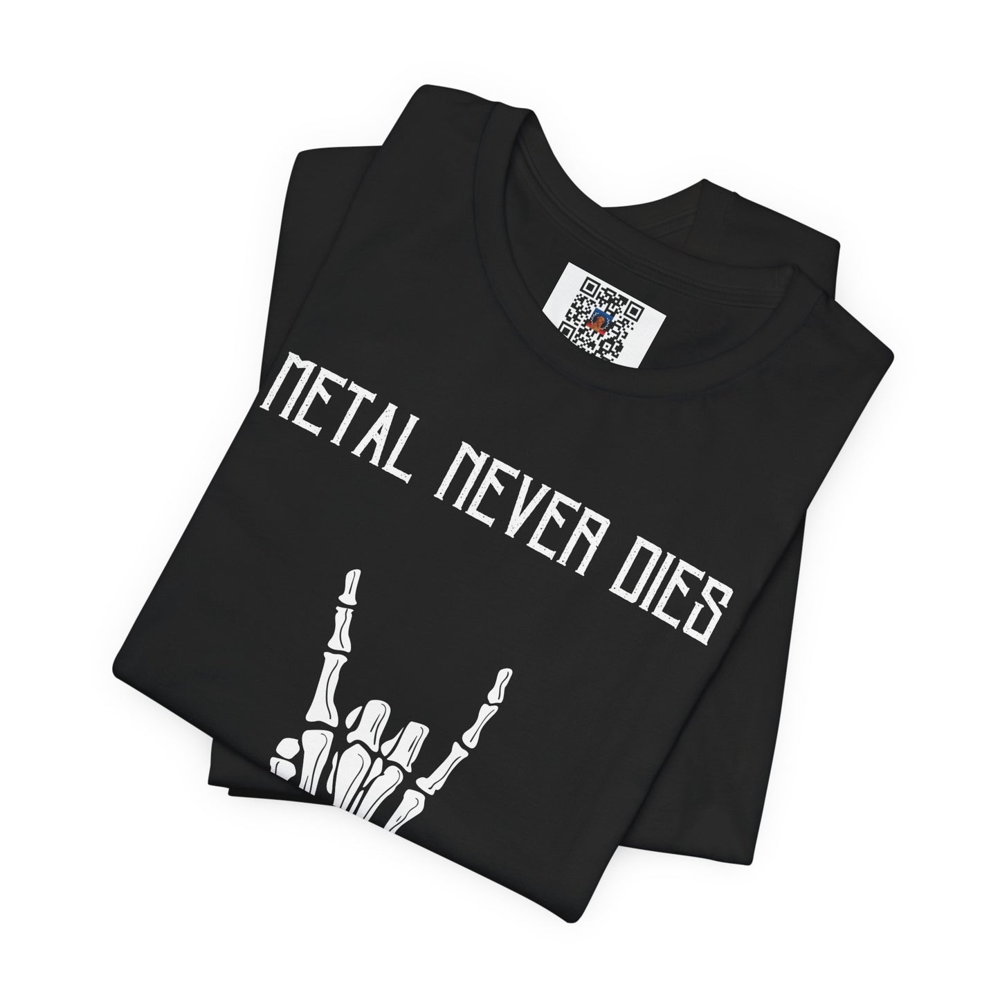 Rad "METAL NEVER DIES" Shirt, Rock Your Halloween, Music Merch, Skeleton, Metal Statement, Spooky, Adult, Party Tee, Heavy Metal, Hardcore - Ivy Toller Designs