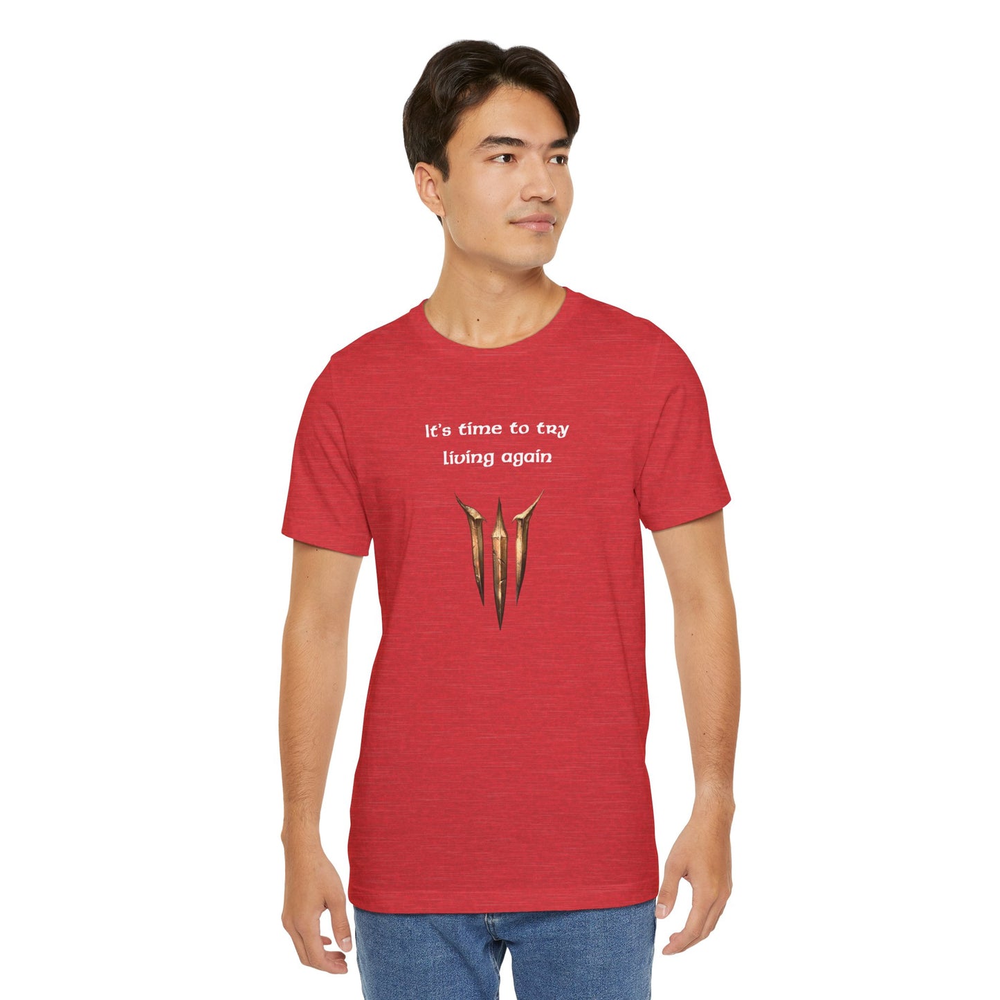 BG3 Astarion Tee: 'It's Time to Try Living Again' - Baldur's Gate 3 Unisex Shirt for Video Gamers, DND gift, Nerds, Dungeons and Dragons - Ivy Toller Designs