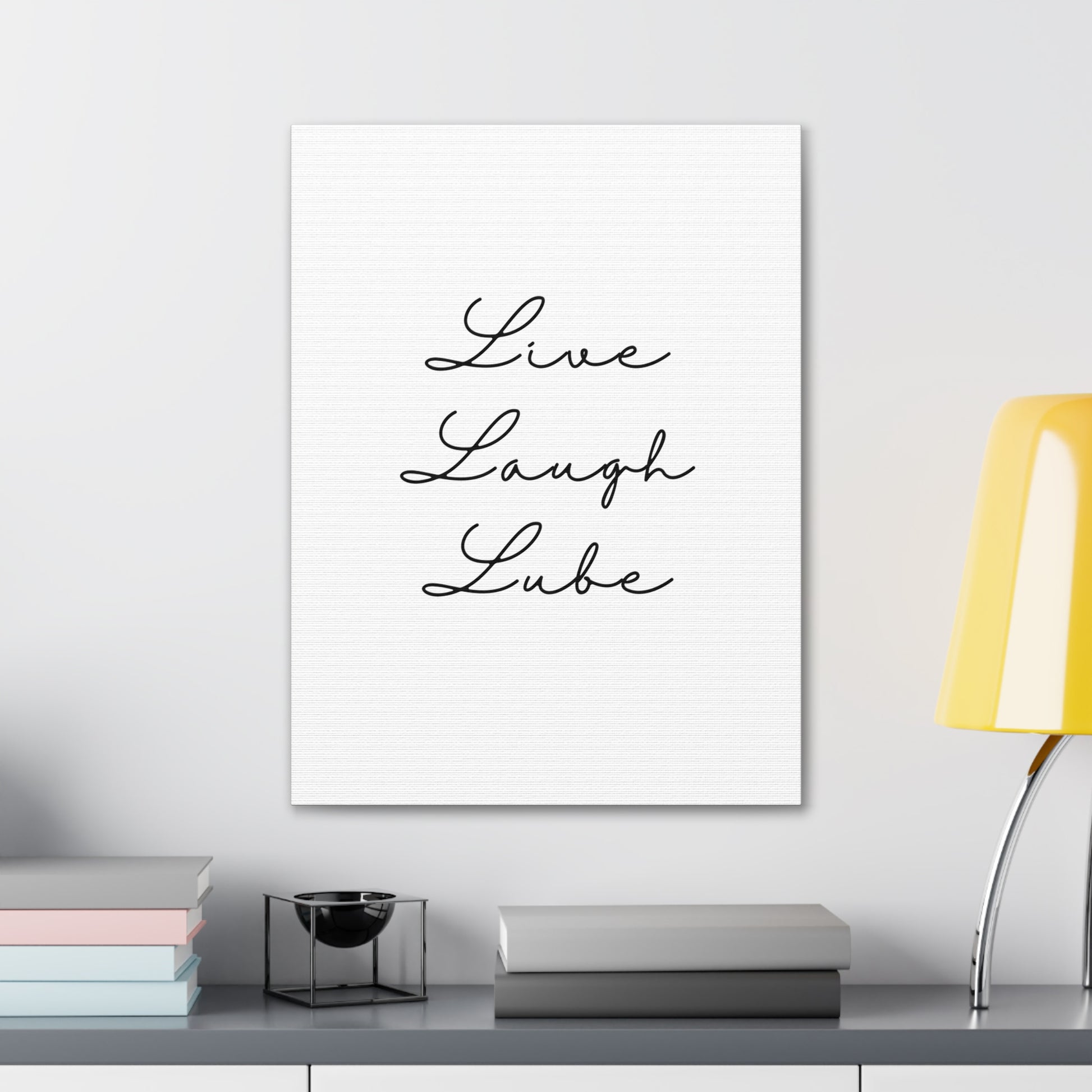 Funny Art Canvas: "Live Laugh Lube" - A Witty Print for the Unconventional Decorator - Subtle Home Decor - Ivy Toller Designs