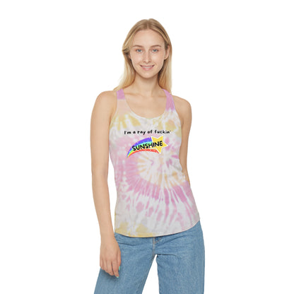 Funny 'I'm a Ray of F***in SUNSHINE' Tie-Dye Tank Top, Makes a Great Gift! Happiness, Humor, Positivity, Joy, Tiedye, Fashion, Personality - Ivy Toller Designs