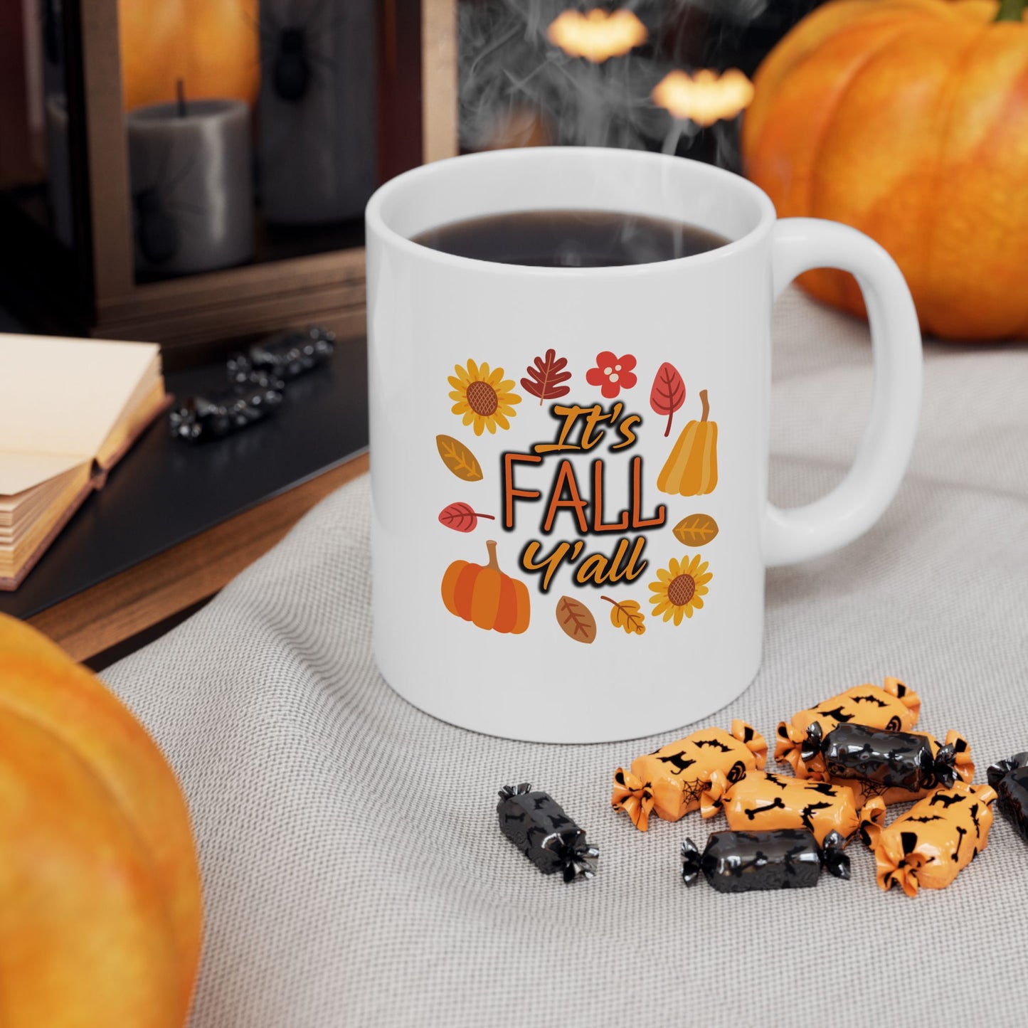 Cute "It's Fall Y'all" Mug: Autumn Accessory for Cozy Sweater Weather, Fall Feels, & Seasonal Vibes, Coffee, Tea, PSL, Cider, Gift, For Her - Ivy Toller Designs