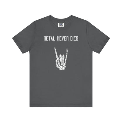 Rad "METAL NEVER DIES" Shirt, Rock Your Halloween, Music Merch, Skeleton, Metal Statement, Spooky, Adult, Party Tee, Heavy Metal, Hardcore - Ivy Toller Designs