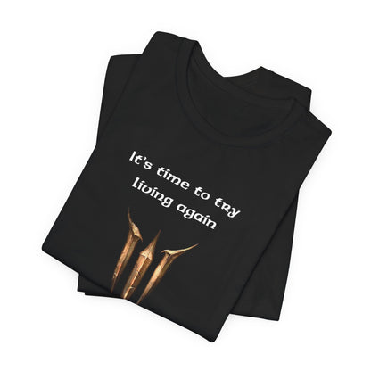 BG3 Astarion Tee: 'It's Time to Try Living Again' - Baldur's Gate 3 Unisex Shirt for Video Gamers, DND gift, Nerds, Dungeons and Dragons - Ivy Toller Designs