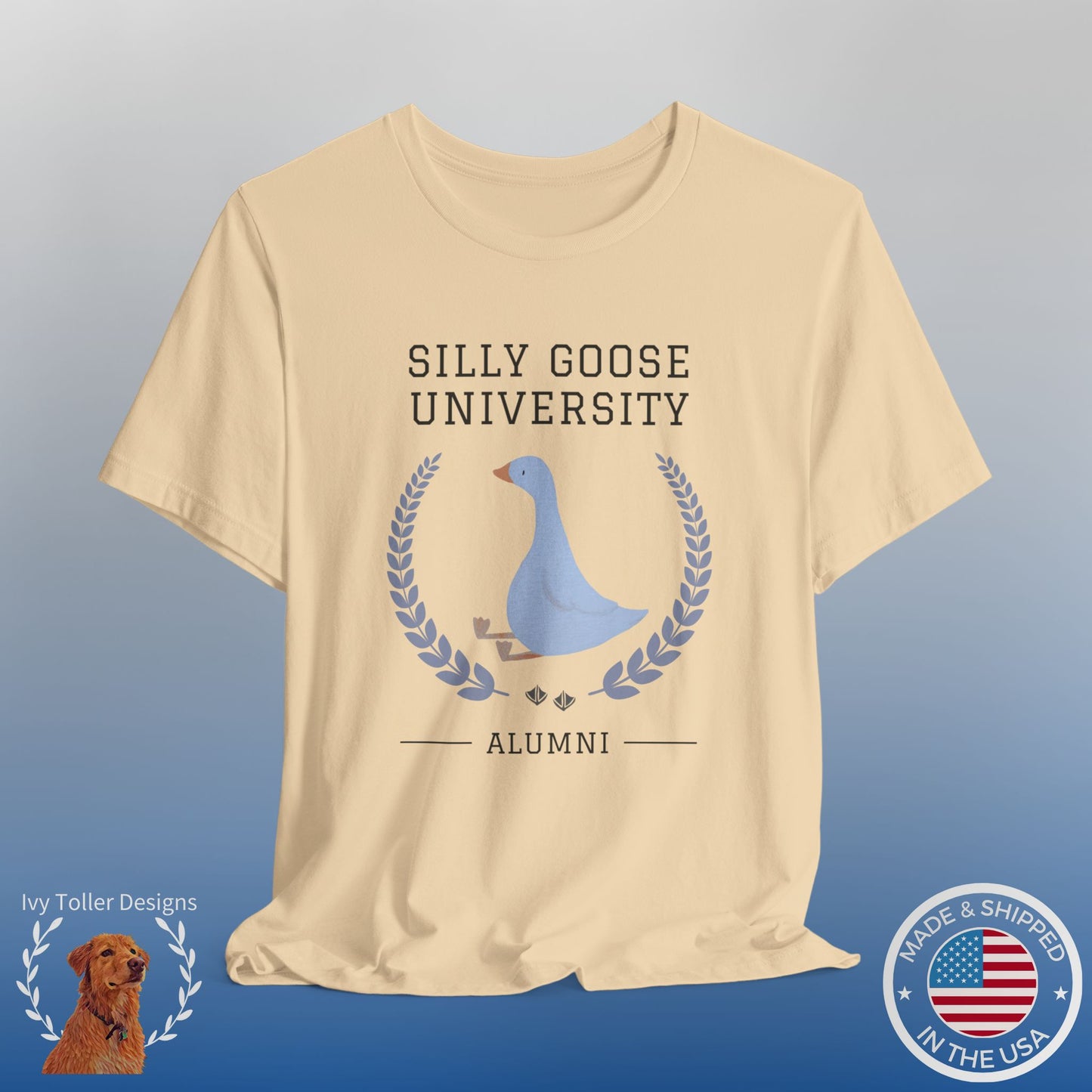 Funny "Silly Goose University Alumni" Tee Shirt: A Great Gift for the Weird and Essential Silly Goose in Your Life. Comes in Sweatshirt Too!