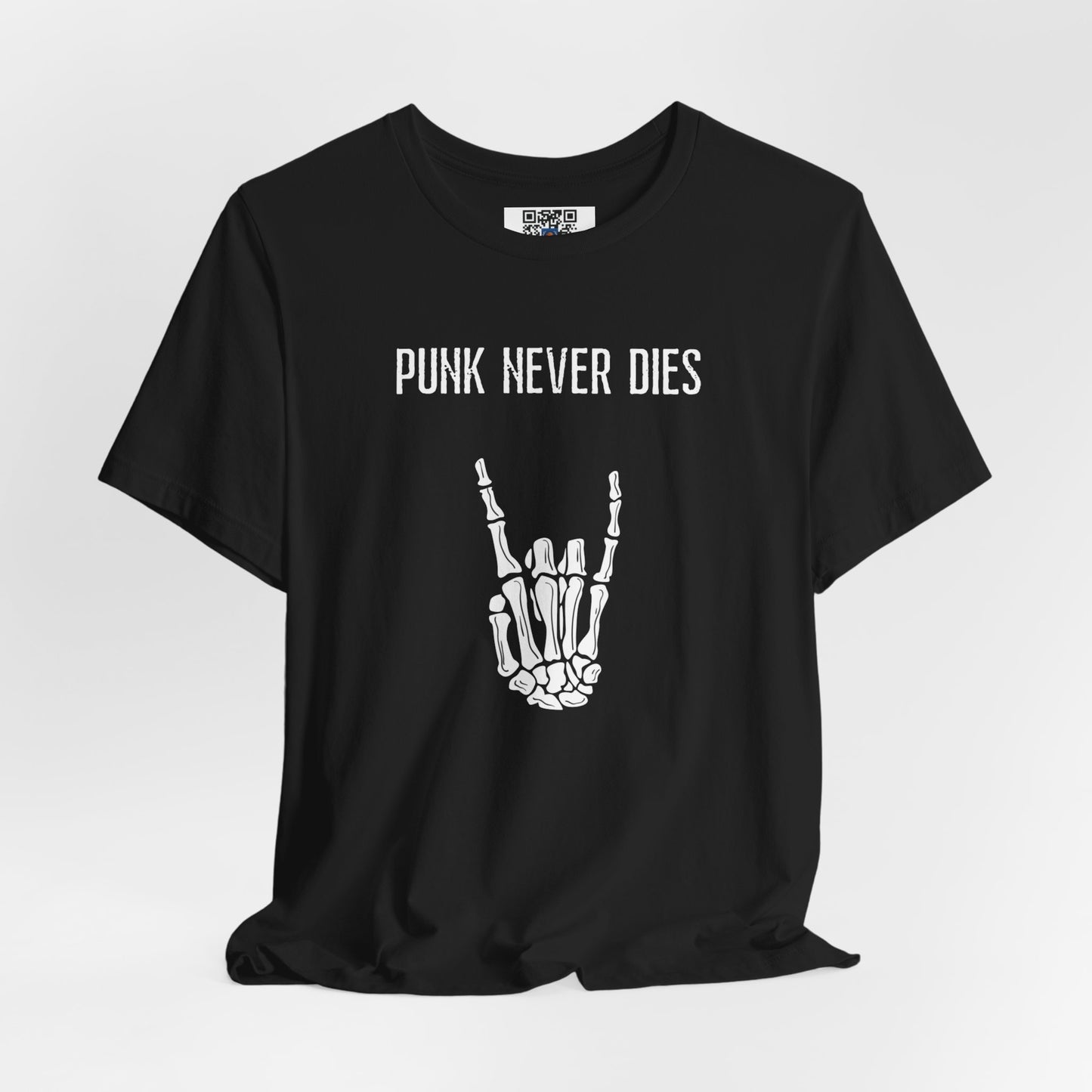 Rad "PUNK NEVER DIES" Shirt, Halloween, Skeleton, Music, Punk Rock, Metal, Adult, Party Tee, Spooky, Badass, Devil Horns, Hard Rock, Gift - Ivy Toller Designs