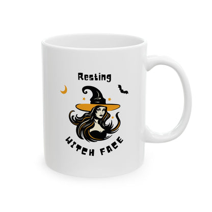 Funny "Resting Witch Face" 11oz Halloween Mug, Witchy Humor, Coffee Lover, Cute Ceramic Cup, Ideal Halloween Gift, Spooky, Fall, Autumn, PSL