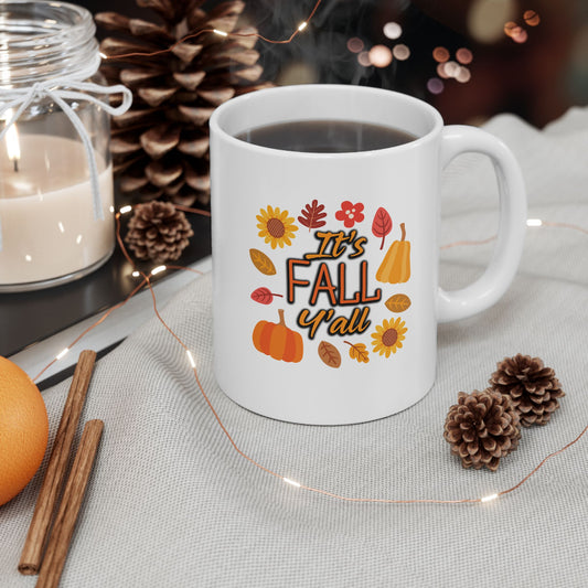 Cute "It's Fall Y'all" Mug: Autumn Accessory for Cozy Sweater Weather, Fall Feels, & Seasonal Vibes, Coffee, Tea, PSL, Cider, Gift, For Her - Ivy Toller Designs