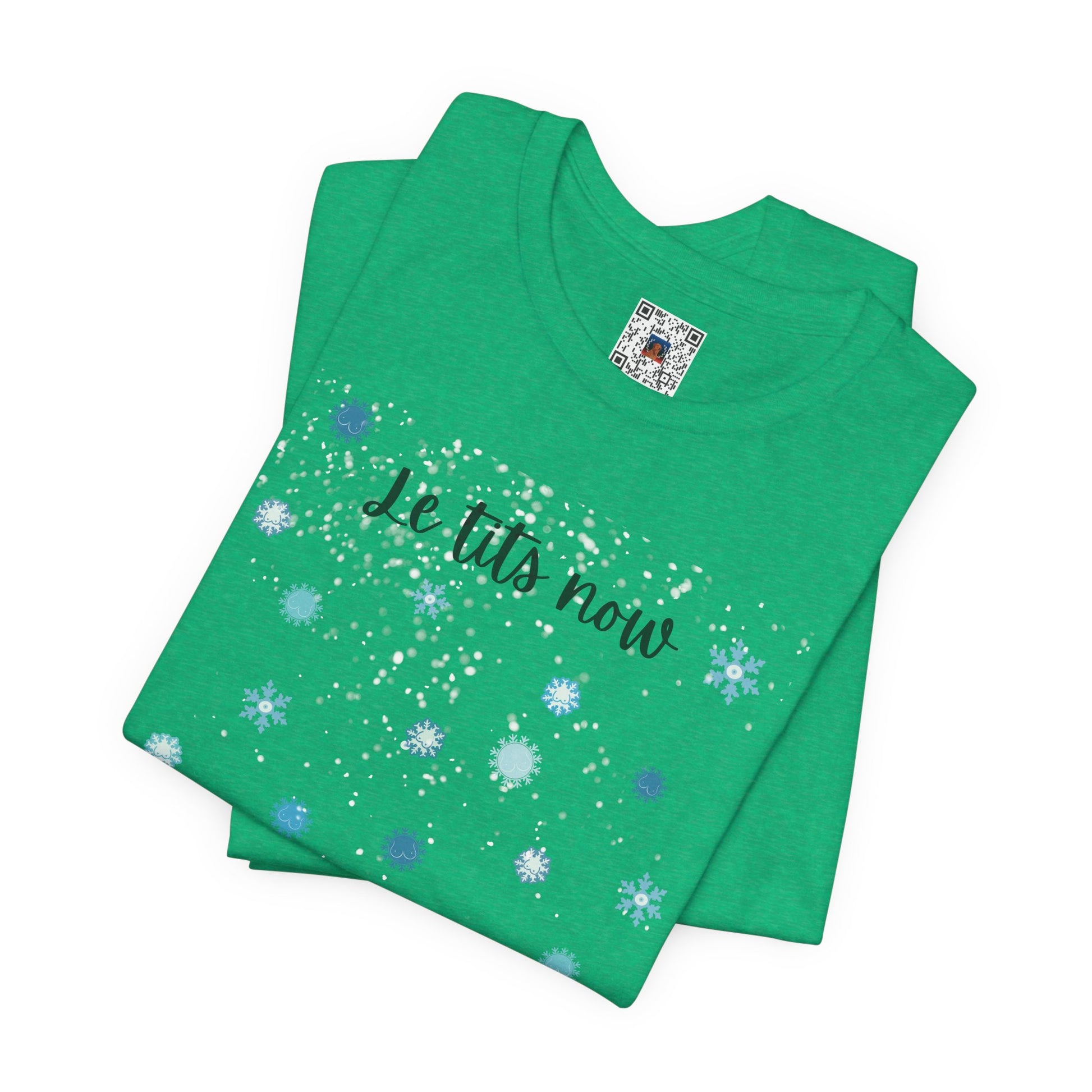 Cheeky "Le Tits Now" Shirt - Snowflake Tee with Hidden Tits + Boobies, Holiday Gift, Funny Boobs Shirt, Christmas Pajamas, Winter Wonderland - Ivy Toller Designs