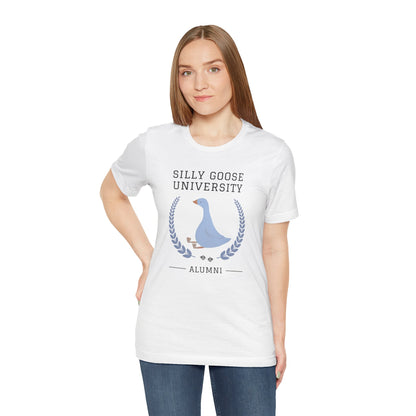 Funny "Silly Goose University Alumni" Tee Shirt: A Great Gift for the Weird and Essential Silly Goose in Your Life. Comes in Sweatshirt Too!