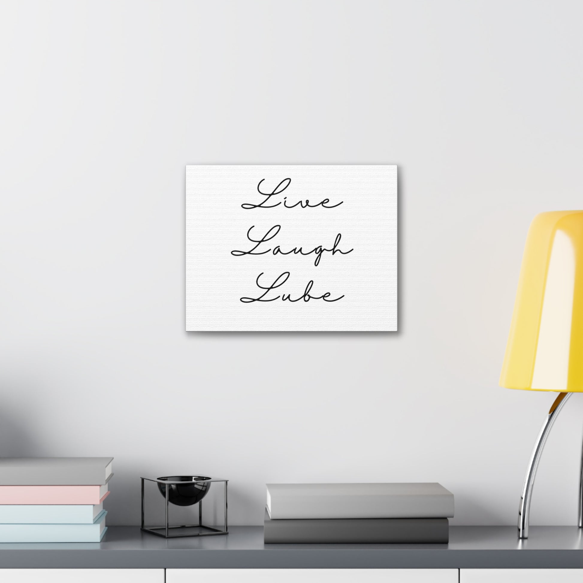 Funny Art Canvas: "Live Laugh Lube" - A Witty Print for the Unconventional Decorator - Subtle Home Decor - Ivy Toller Designs