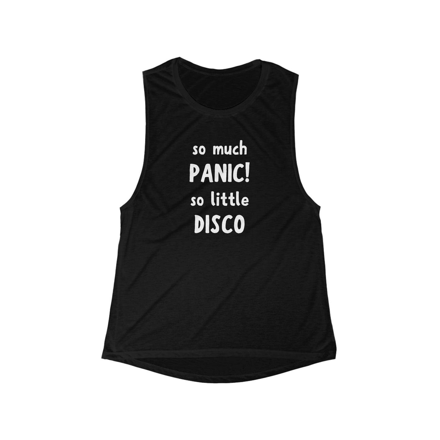 Funny Tank Top: "So much PANIC, So little DISCO" - A Humorous Way for Millennials to Show Their Anxiety and Existential Dread - Ivy Toller Designs