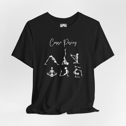 Funny "Corpse Posing" Halloween Shirt, Skeleton Yoga, Spooky Zen Vibes, Holiday Gift, Cute Yoga Tee, Namaste, Yoga Pose, Spoopy, Fun Gift - Ivy Toller Designs