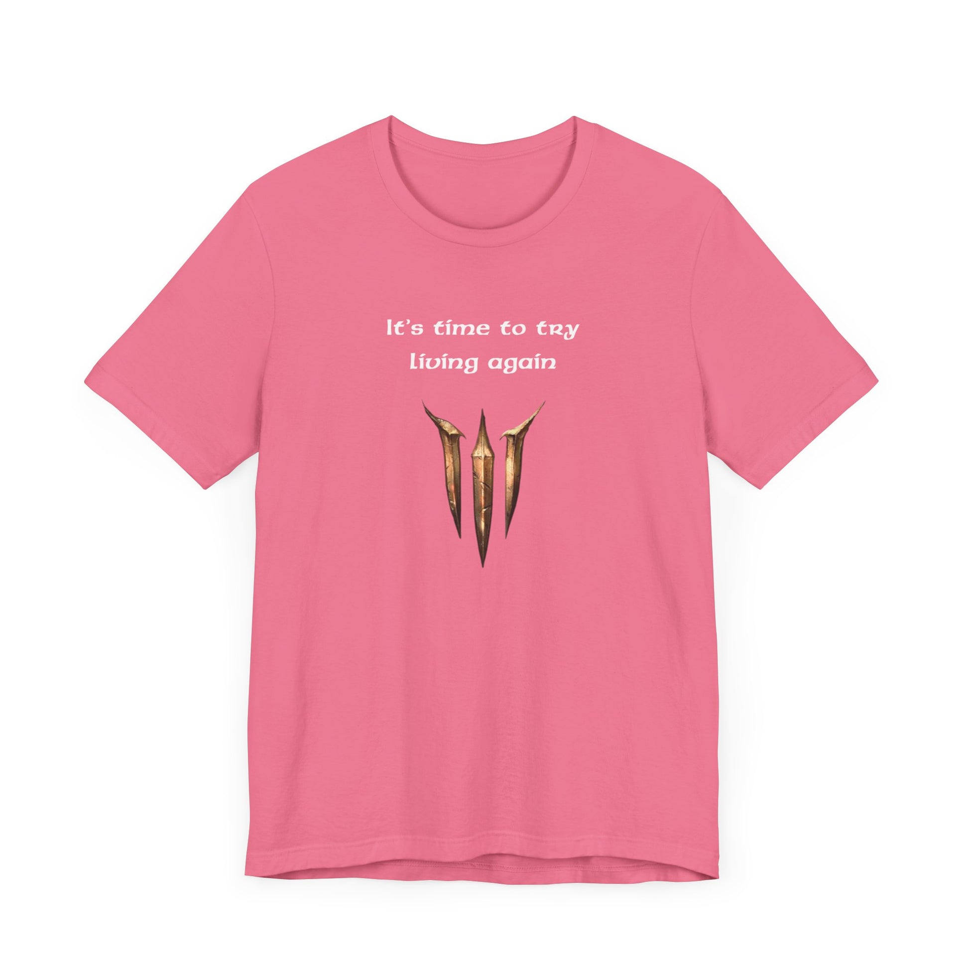 BG3 Astarion Tee: 'It's Time to Try Living Again' - Baldur's Gate 3 Unisex Shirt for Video Gamers, DND gift, Nerds, Dungeons and Dragons - Ivy Toller Designs