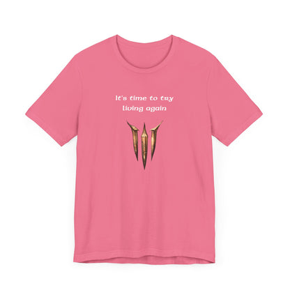 BG3 Astarion Tee: 'It's Time to Try Living Again' - Baldur's Gate 3 Unisex Shirt for Video Gamers, DND gift, Nerds, Dungeons and Dragons - Ivy Toller Designs