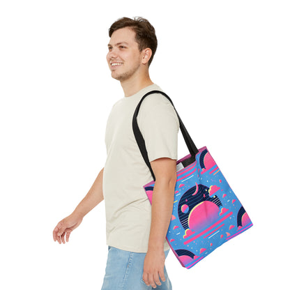 Custom Canvas Tote Bag with Clouds, Planets, Stars & Moon - Cool Vaporwave/Neon/Synthwave Aesthetic - FREE shipping! Perfect Gift For Her! - Ivy Toller Designs