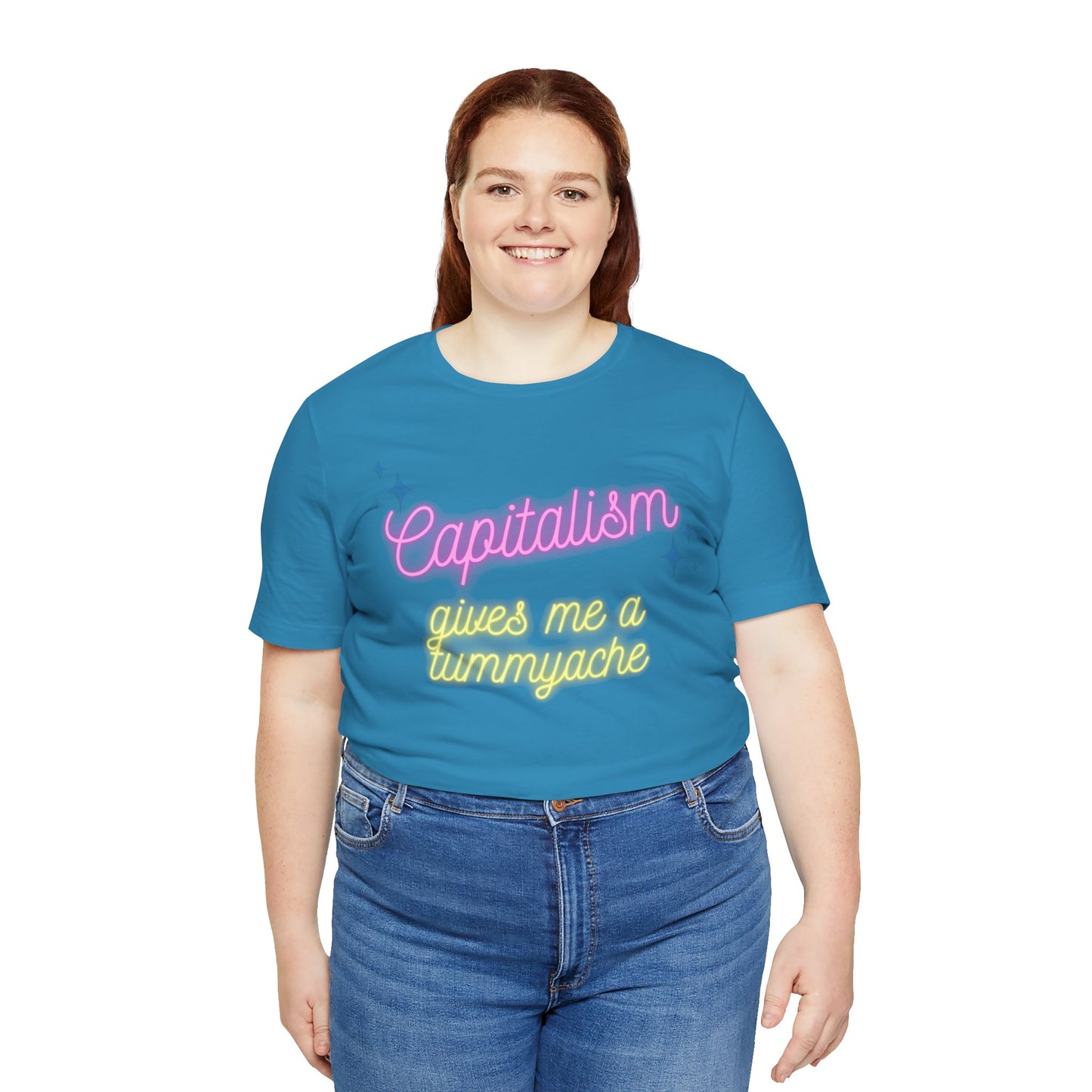 Funny Anti-Capitalistic Shirt: "Capitalism Gives Me a Tummyache" / Millennial Humor / Anti-Billionaire - Ivy Toller Designs