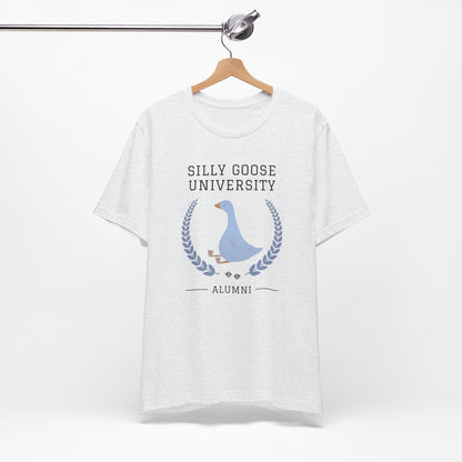 Funny "Silly Goose University Alumni" Tee Shirt: A Great Gift for the Weird and Essential Silly Goose in Your Life. Comes in Sweatshirt Too!