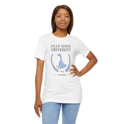 Funny "Silly Goose University Alumni" Tee Shirt: A Great Gift for the Weird and Essential Silly Goose in Your Life. Comes in Sweatshirt Too!