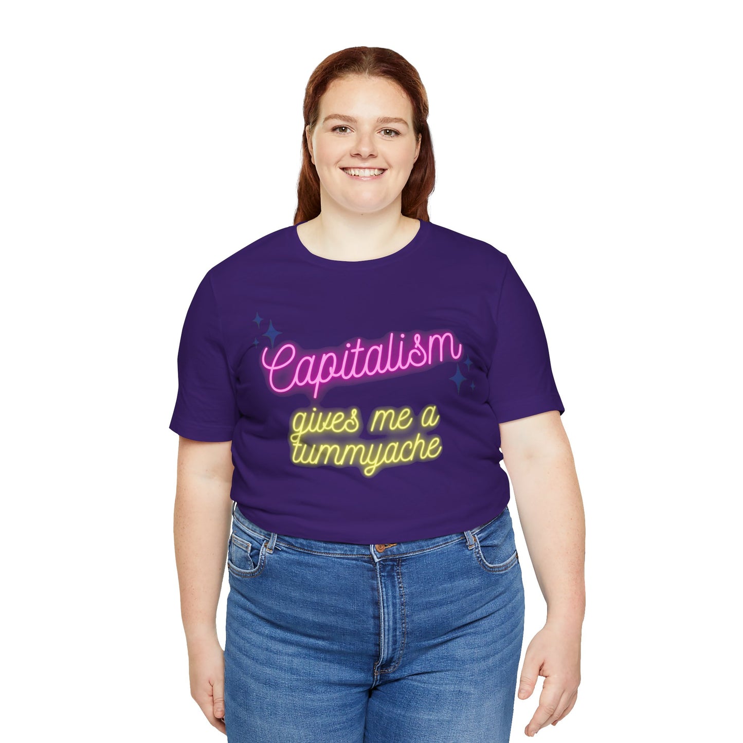 Funny Anti-Capitalistic Shirt: "Capitalism Gives Me a Tummyache" / Millennial Humor / Anti-Billionaire - Ivy Toller Designs