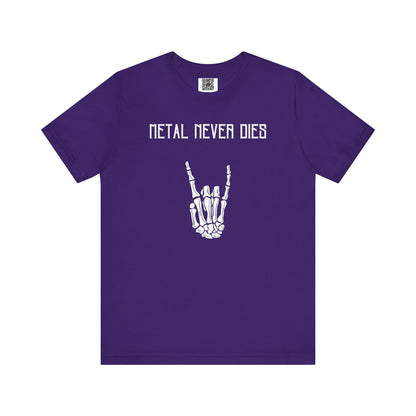 Rad "METAL NEVER DIES" Shirt, Rock Your Halloween, Music Merch, Skeleton, Metal Statement, Spooky, Adult, Party Tee, Heavy Metal, Hardcore - Ivy Toller Designs