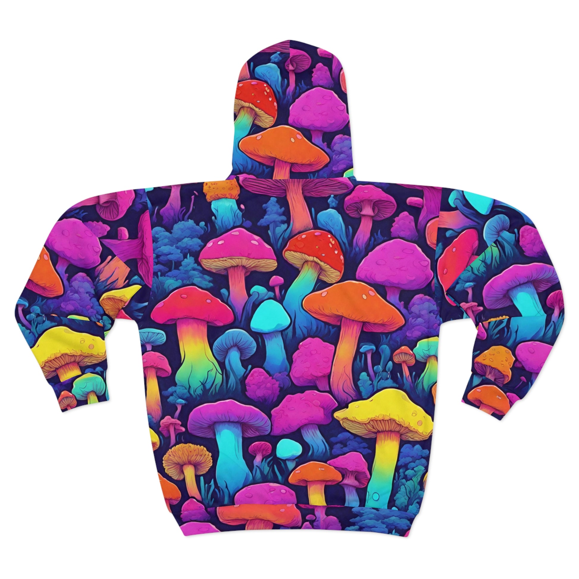 Mushroom Essentials Hoodie - Vaporwave Fungi Zip-Up Unisex Sweater, Trippy Goblincore, Y2K Aesthetic, Weird Stuff, Magic Mushroom Sweatshirt - Ivy Toller Designs