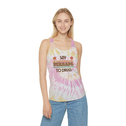 Funny "Say PERHAPS to Drugs" Tie-Dye Tank Top | Inappropriate TieDye Nod to Rebels + Free Spirited Fashionistas, Retro, 70s, Drug, Weed, Pot