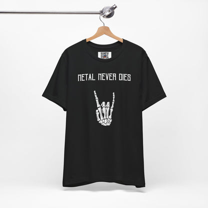 Rad "METAL NEVER DIES" Shirt, Rock Your Halloween, Music Merch, Skeleton, Metal Statement, Spooky, Adult, Party Tee, Heavy Metal, Hardcore - Ivy Toller Designs