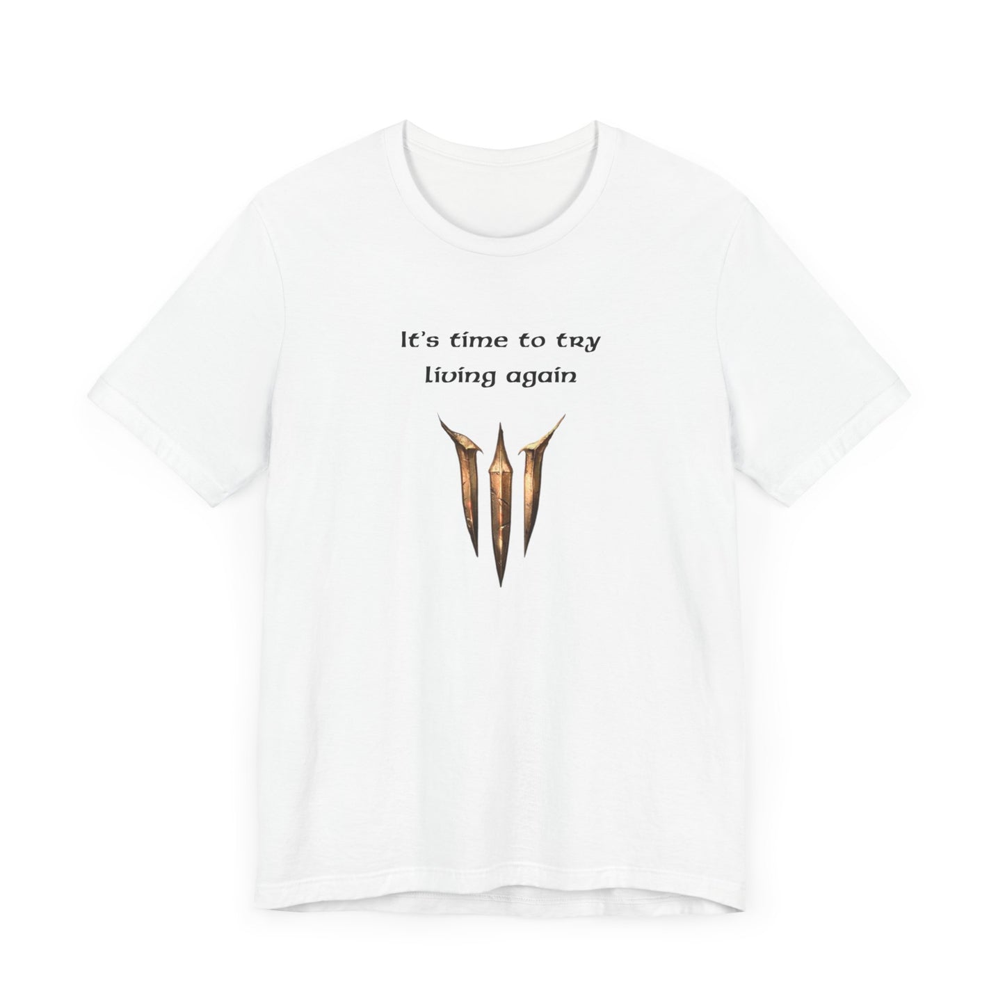 BG3 Astarion Tee: 'It's Time to Try Living Again' - Baldur's Gate 3 Unisex Shirt for Video Gamers, DND gift, Nerds, Dungeons and Dragons - Ivy Toller Designs