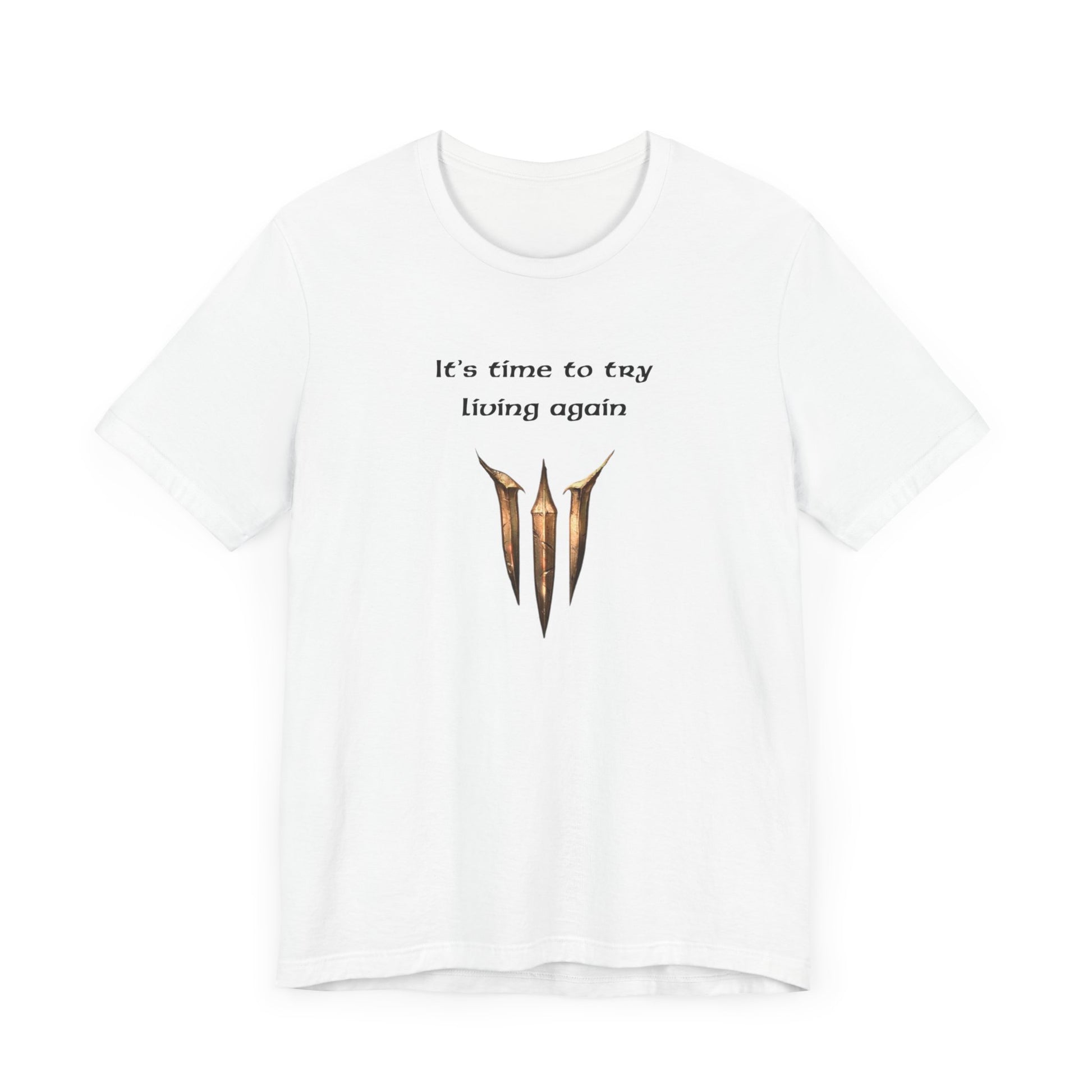 BG3 Astarion Tee: 'It's Time to Try Living Again' - Baldur's Gate 3 Unisex Shirt for Video Gamers, DND gift, Nerds, Dungeons and Dragons - Ivy Toller Designs