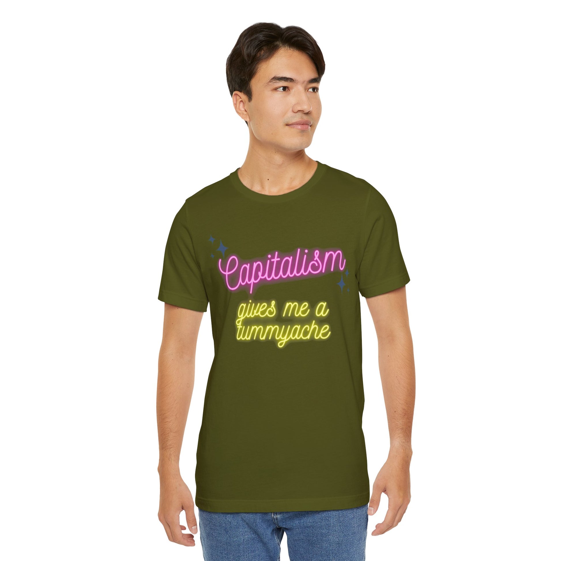 Funny Anti-Capitalistic Shirt: "Capitalism Gives Me a Tummyache" / Millennial Humor / Anti-Billionaire - Ivy Toller Designs