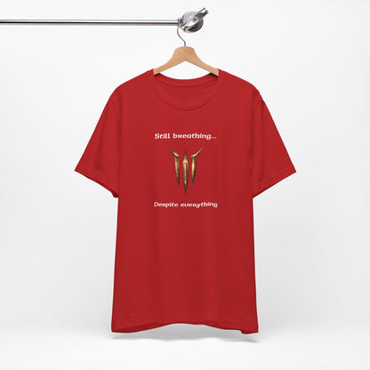 BG3 Tav Tee: 'Still breathing, despite everything' - Baldur's Gate 3 Unisex Shirt for Gamers and DND Nerds | PC, Xbox, and Playstation