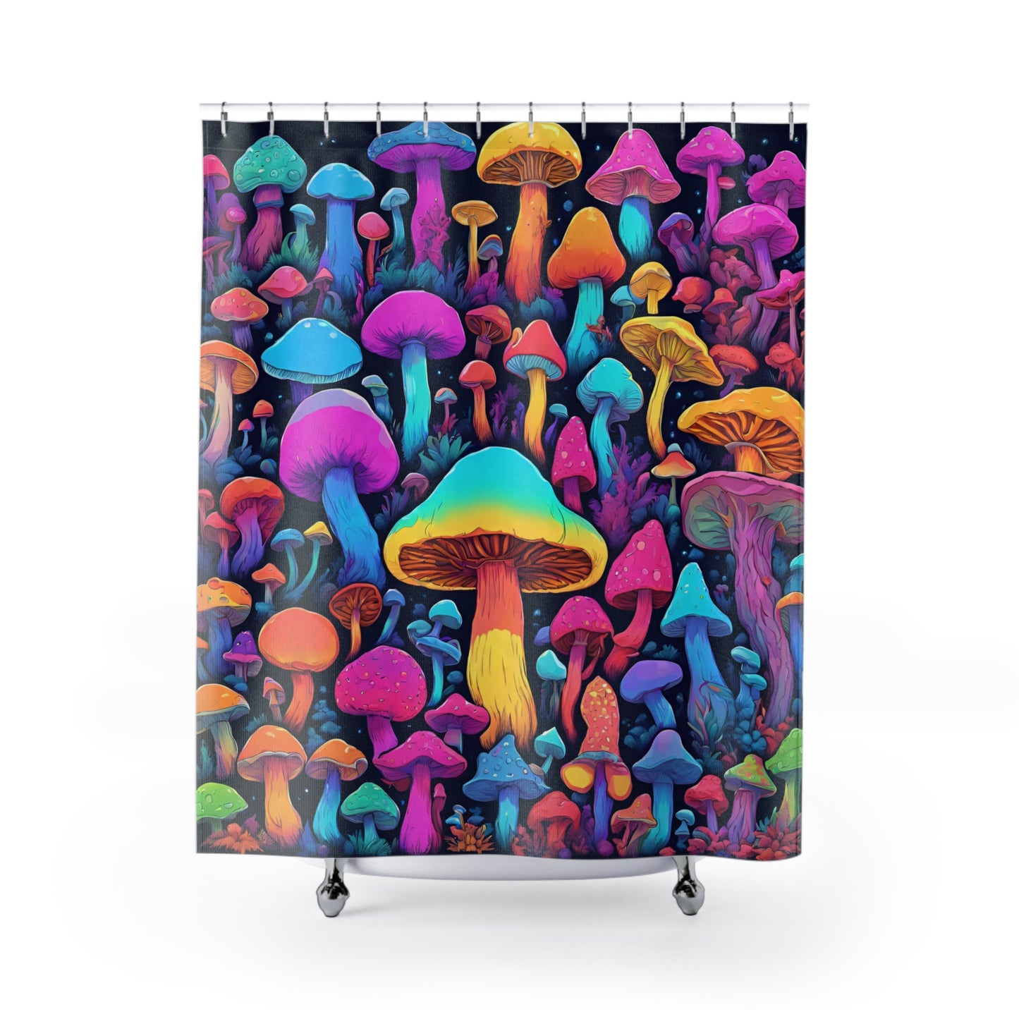 Magic Mushroom Vaporwave Shower Curtain "Mystic Fungi Fantasy" - Enchanting Mushroom, Vaporwave, and Y2K Aesthetic Bath Decor for Bathroom - Ivy Toller Designs