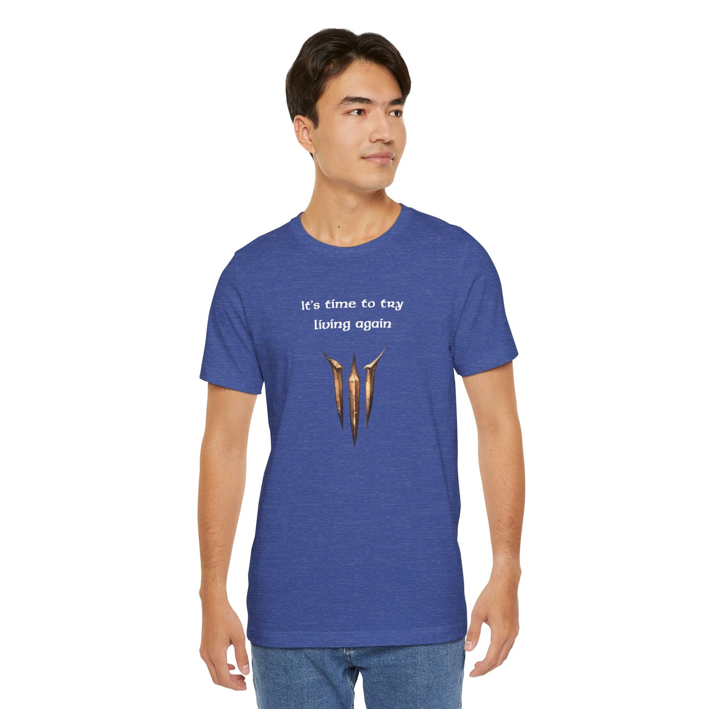 BG3 Astarion Tee: 'It's Time to Try Living Again' - Baldur's Gate 3 Unisex Shirt for Video Gamers, DND gift, Nerds, Dungeons and Dragons - Ivy Toller Designs