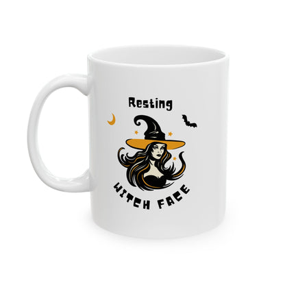 Funny "Resting Witch Face" 11oz Halloween Mug, Witchy Humor, Coffee Lover, Cute Ceramic Cup, Ideal Halloween Gift, Spooky, Fall, Autumn, PSL