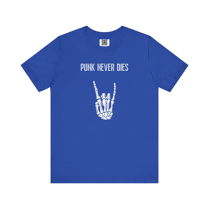 Rad "PUNK NEVER DIES" Shirt, Halloween, Skeleton, Music, Punk Rock, Metal, Adult, Party Tee, Spooky, Badass, Devil Horns, Hard Rock, Gift - Ivy Toller Designs