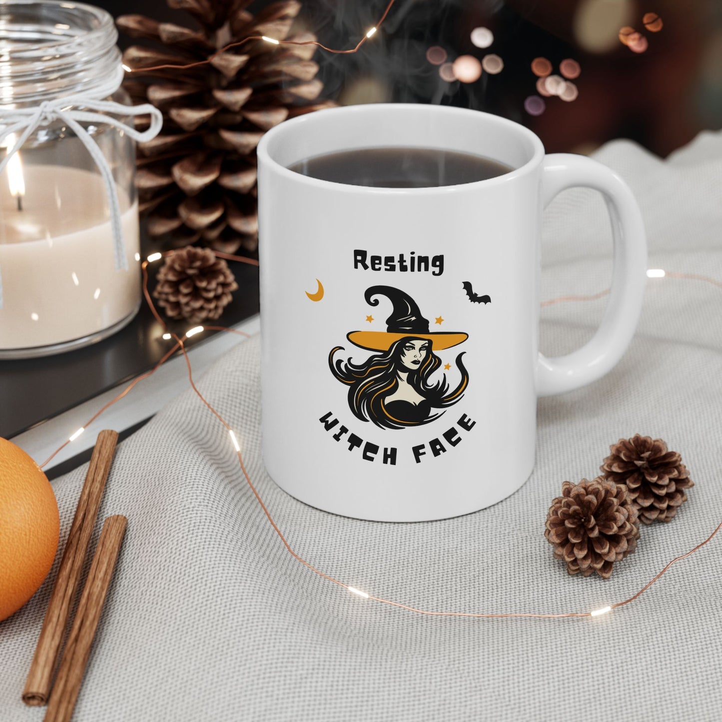 Funny "Resting Witch Face" 11oz Halloween Mug, Witchy Humor, Coffee Lover, Cute Ceramic Cup, Ideal Halloween Gift, Spooky, Fall, Autumn, PSL