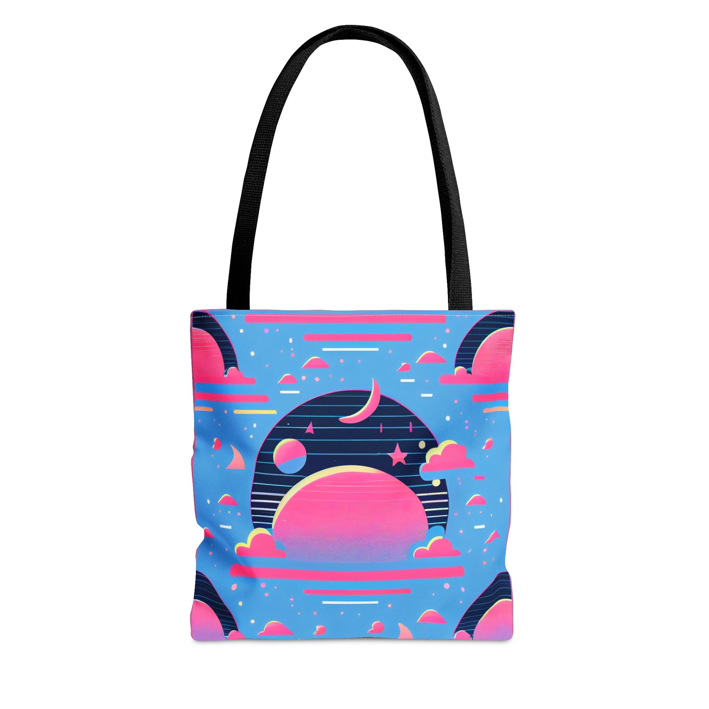 Custom Canvas Tote Bag with Clouds, Planets, Stars & Moon - Cool Vaporwave/Neon/Synthwave Aesthetic - FREE shipping! Perfect Gift For Her! - Ivy Toller Designs