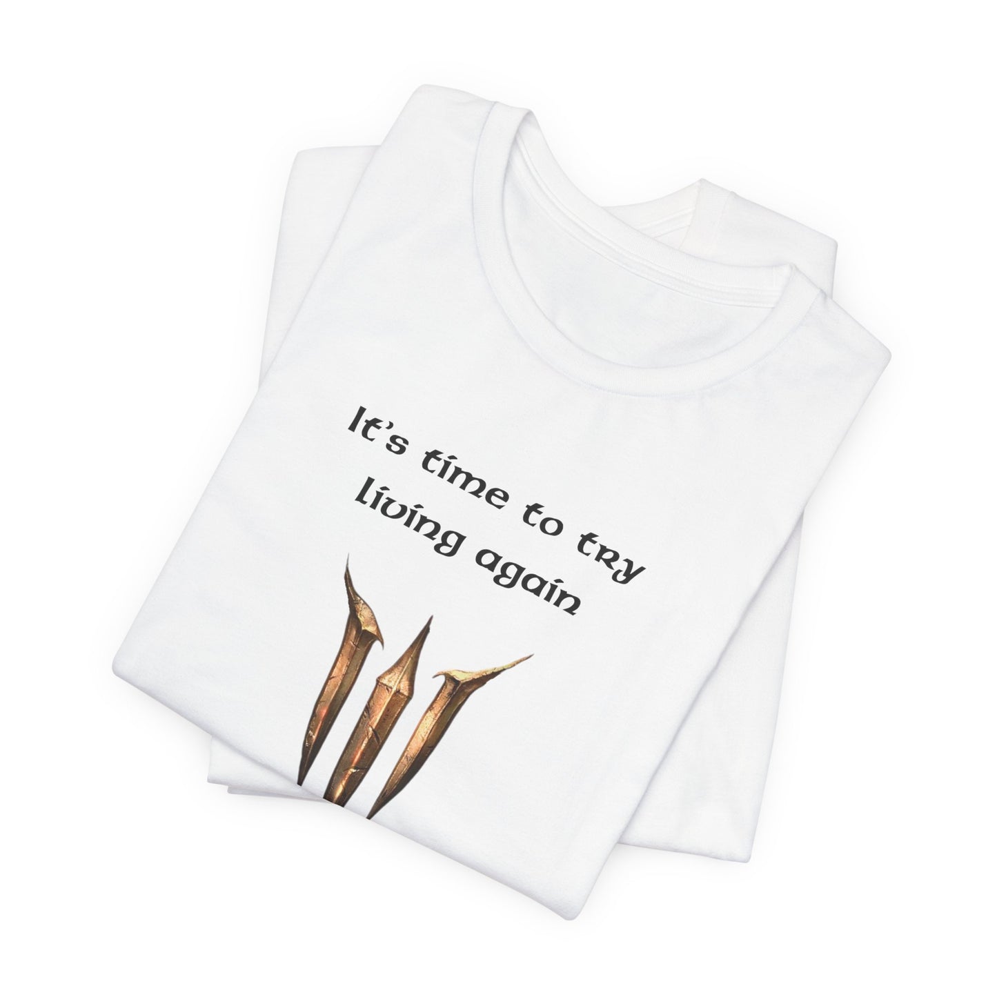 BG3 Astarion Tee: 'It's Time to Try Living Again' - Baldur's Gate 3 Unisex Shirt for Video Gamers, DND gift, Nerds, Dungeons and Dragons - Ivy Toller Designs